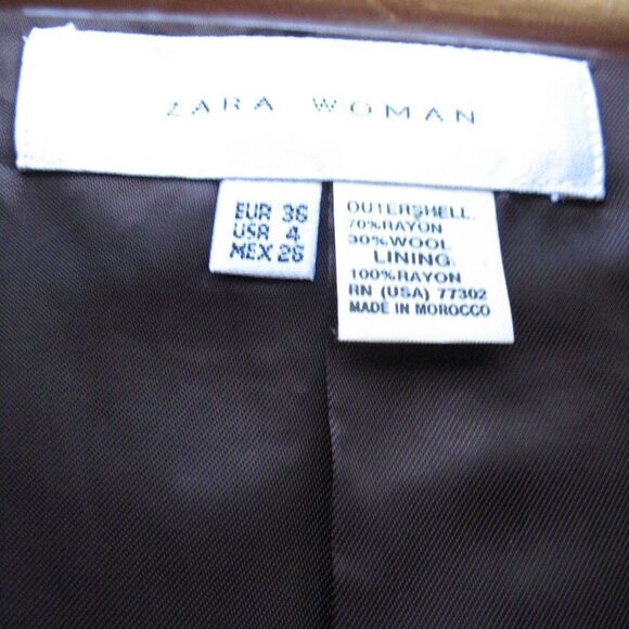 NWOT Zara Brown Wool Blend Jacket - Picture 8 of 8